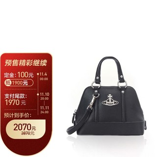 Vivienne Westwood 21春夏黑色大容量logo徽标单肩斜挎手提包 42010072-41817-LAN401