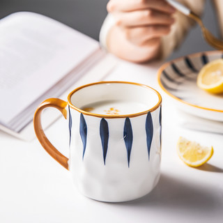 墨色 日式马克杯陶瓷杯家用喝水杯子女生办公室咖啡杯茶杯 4个装马克杯（毛草+月夜+火影+海韵）