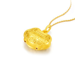 zlf周六福黄金吊坠聪明伶俐足金宝宝儿童金锁不含项链