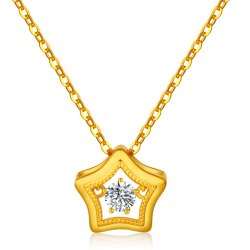 chinagold中国黄金18k金项链彩金项链锁骨链星星时尚k金项链套链灵动