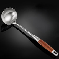 TDE 304不锈钢汤勺 花梨木隔热长柄 加厚大勺 粥勺 勺子