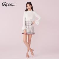 Roem 罗燕 韩版时尚气质长袖T恤女士时尚优雅纯色T恤可爱长袖上衣女