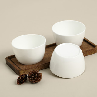 SKYTOP 斯凯绨 米饭碗纯白陶瓷骨瓷碗餐具日式碗4.5英寸4件套装