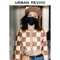 URBAN REVIVO UR2021秋冬新品女装棋盘格针织外套WG42R9DN2002