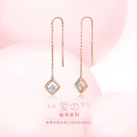 TSL 谢瑞麟 泡泡系列18K金方形钻石耳线耳环（单只）礼物