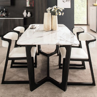 北欧轻奢大理石餐桌简约现代小户型实木餐桌椅组合家用吃饭桌子