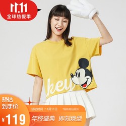 LI-NING 李宁 女装T恤2021迪士尼联名系列女子宽松短袖文化衫AHSR424
