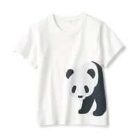MUJI 無印良品 印度棉天竺编织 印花T恤 大熊猫 130