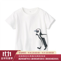 MUJI 無印良品 无印良品 MUJI 婴儿 印度棉天竺编织 印花T恤 亲子 黑脚企鹅 100