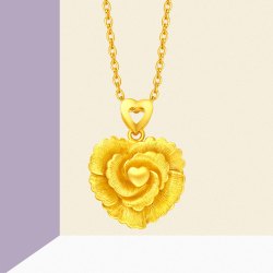 chowtaifook周大福花月佳期康乃馨精致足金黄金吊坠女士