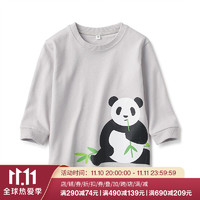 MUJI 無印良品 无印良品 MUJI 婴儿 低捻 印花长袖T恤 大熊猫 100