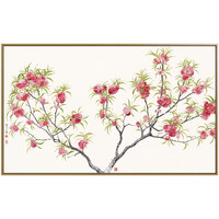 仟象映画 薛继业《桃花》100x60cm 《桃花》布面油画 浅木色实木框