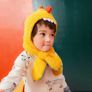 kocotree KQ20252 儿童立体卡通一体帽 两面带款 黄色恐龙 S