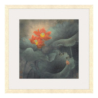 雅昌 董希源《摇红倩影图》67×67cm 宣纸