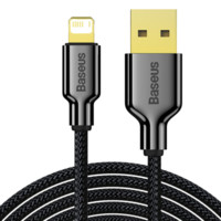 BASEUS 倍思 冰瓷系列 USB-A转Lightning 2.4A 数据线 尼龙编织 1.5m 黑色