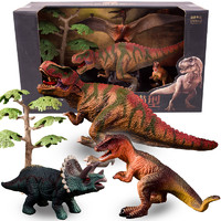 GUOFAN 过凡 儿童恐龙玩具 侏罗纪动物仿真模型霸王龙翼龙特暴龙三角龙礼盒装3-10周岁