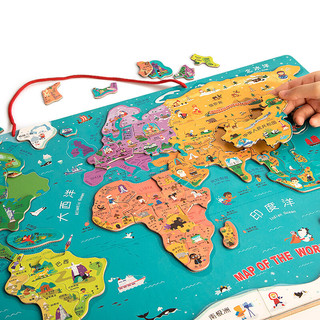 特宝儿 topbright）麦哲伦磁力世界地图 木质拼图儿童玩具早教男孩女孩玩具3-6岁