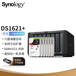 Synology 群晖 DS1621+ 搭配6块希捷(Seagate) 12TB酷狼pro ST12000NE0008硬盘 套装