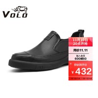 VOLO 犀牛（VOLO）男鞋商务休闲皮鞋男士正装鞋舒适软底鞋子男 黑色套脚225205321D 42