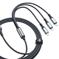 LICHEERS 领臣 LC-469 USB/A/TYPE-C转Lightning/Micro-B/Type-C 6A 数据线 编织锌合金 1.8m 黑色