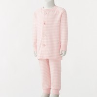 MUJI 無印良品 无印良品 MUJI 婴儿 无侧缝 针织 方便穿脱睡衣 粉红色条纹 110