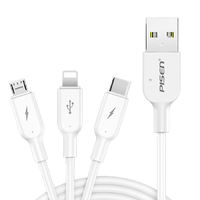 PISEN 品胜 Type-C/Lightning/Micro-B 3A 数据线 TPE 1.2m 白色