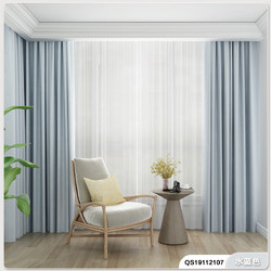 mesu 米素 欧式卧室客厅落地遮光布窗帘轻奢北欧撞色窗帘遮光遮阳 轻丝