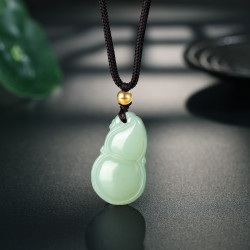 老庙黄金硬金小光珠和田玉福禄双增葫芦吊坠