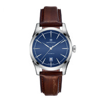 汉米尔顿 美国经典系列日期显示蓝色表盘条形刻度皮带机械男士手表