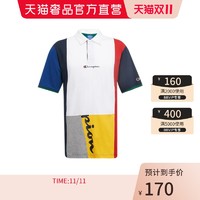 Champion 拼色全棉LOGO翻领男士POLO衫夏季运动撞色