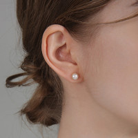 ONEVAN 淡水真珍珠耳钉女夏2021新款潮大颗耳饰小众设计感简约气质耳环