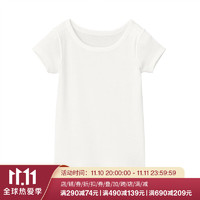 MUJI 無印良品 无印良品 MUJI 婴儿 使用了棉的冬季内衣 圆领短袖T恤 米白色 80