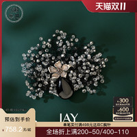 JAY 黑耀石胸针高档女精致胸花2021年新款潮别针奢华复古衣服配饰