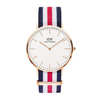 Daniel Wellington DW手表 时尚超薄金边尼龙表带男士石英表腕表