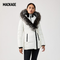 MACKAGE女士 ADALI V型毛领银狐毛皮经典款白鸭绒羽绒服防风外套
