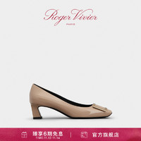 Roger Vivier 罗杰维维亚 女鞋Trompette经典方扣高跟鞋漆皮粗跟中跟单鞋婚鞋