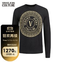 VERSACE 范思哲 Versace Jeans Couture  男士V字徽章元素针织衫 黑色