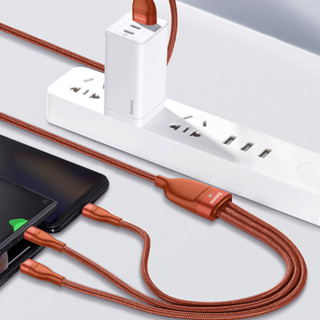 BASEUS 倍思 CA1T3-07 USB-A转Lightning/Micro-B/Type-C 66W 数据线 编织 1.2m 橙色