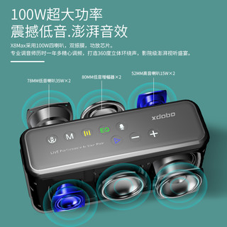 xdobo喜多宝 X8MAX发烧级无线蓝牙音响家用便携小音箱100W瓦四喇叭高音质大音量重低音炮U盘可插卡高端家用