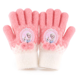 Disney 迪士尼 冰雪奇缘儿童手套五指女童冬季防风保暖可爱全指手套