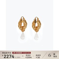 REJINA PYO 2021秋季女金色黄铜镀24K金和树脂耳环