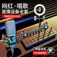 十盏灯 V10主播声卡套装手机唱歌专用直播设备全套K歌神器录音电容麦克风电脑台式通用网红抖修音无线家用话筒