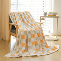 Dohia 多喜爱 新品简约风格子法兰绒午睡毯单双人床单宿舍家用保温毯子毛毯