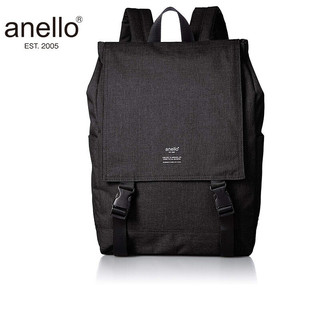 anello 阿耐洛 日本乐天包男女双肩包背包书包高密材质素色麻布插扣大容量旅行包H1151黑色