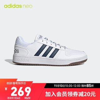 adidas 阿迪达斯 官网neo HOOPS 2.0男女休闲运动鞋GZ7969 白/深藏青蓝 39(240mm)