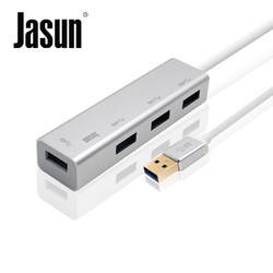 JASUN 佳星 USB/Type-c HUB集线器+百兆网络接口 多功能集线器 USB 3.0HUB 集线器 一拖四 铝壳 0.15米