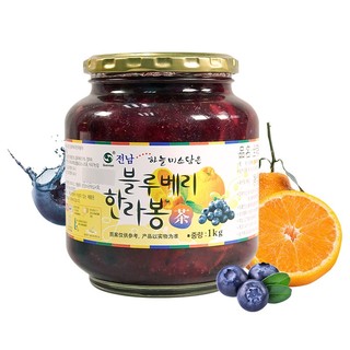 全南 韩国进口 全南 蜂蜜蓝莓汉拿峰蜜橘饮品 整颗蓝莓水果茶蜜炼冲饮果酱1kg