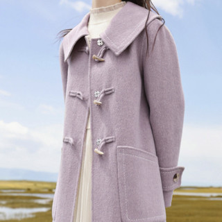 xiangying 香影 女士毛呢中长款大衣 V614785 紫色 XS