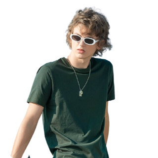 Baleno 班尼路 男女款圆领短袖T恤套装 88502215 2件装(墨绿+白) XL