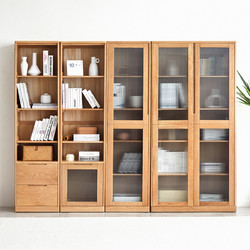 原始原素 全实木书柜北欧简约现代书房家具收纳储物组合书柜H8171